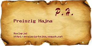 Preiszig Hajna névjegykártya